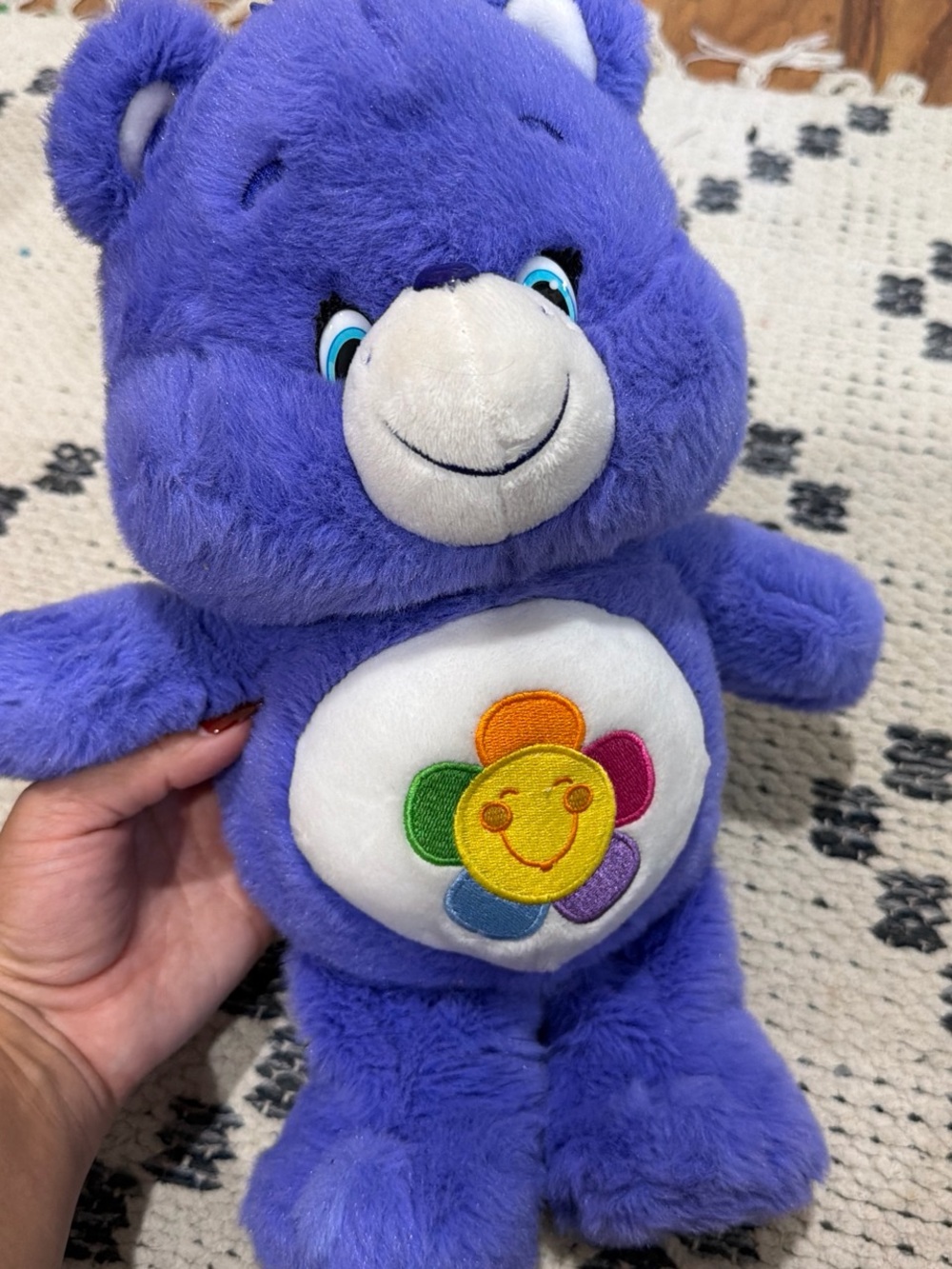 Care Bears Purple Plush Flower Belly Smile Bear